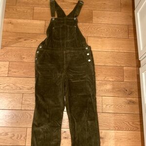 Olive Green Corduroy Overalls